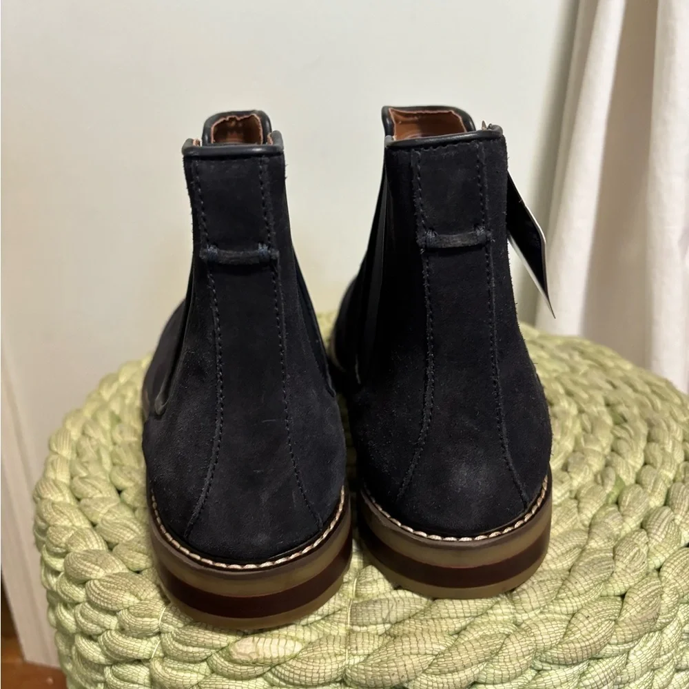 NEW Clarks Jaxen Extreme Comfort Easy Chelsea Boot Navy Blue Suede 11.5 WIDE